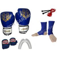 EVOX Boks,Kickboks,Muay Thai Eldiven,Ayak Çorabı,Bandaj,İp Mavi