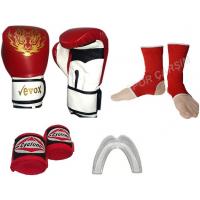 Evox Boks-Kickboks Eldiveni,Bandaj,Dişlik,Ayak Çorabı Set Kırmızı