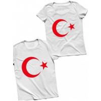 Beyaz Ayyıldız Tişört Çocuk Boy 5-16 Yaş,Kaliteli Penye Kumaş